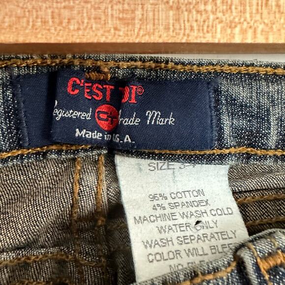 Rare Vintage Y2K Ces’t Toi Low Rise Hip Hugger Boho Grunge Flared Jeans Size 26 - Picture 8 of 9